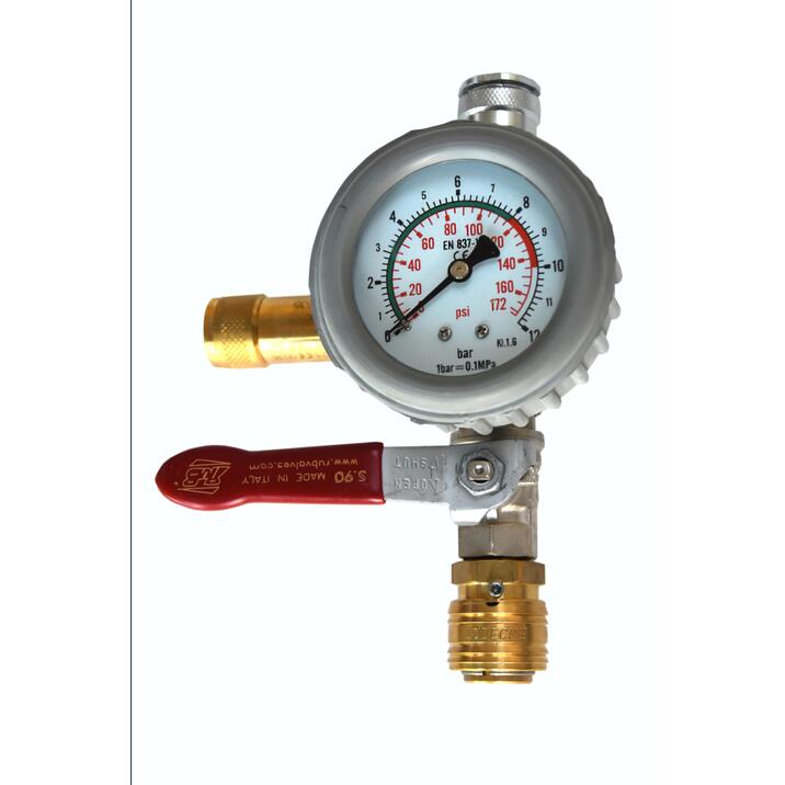 Overdrukventiel 8 bar voor hefkussens met manometer