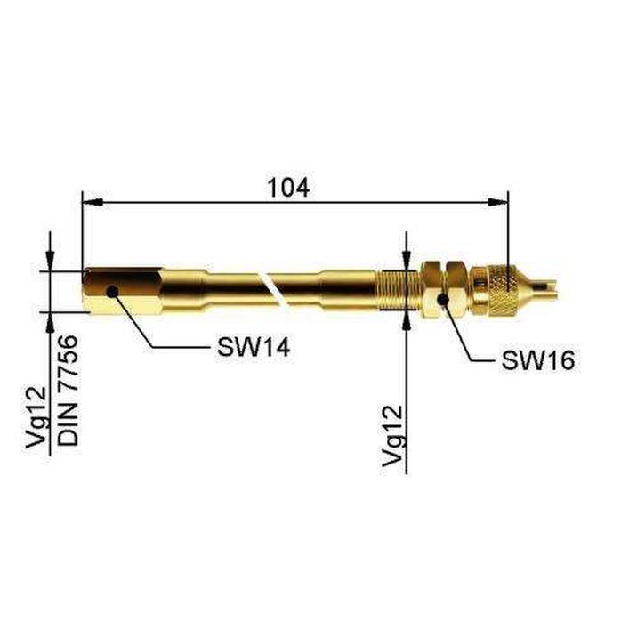 Metal valve extension EM 104mm